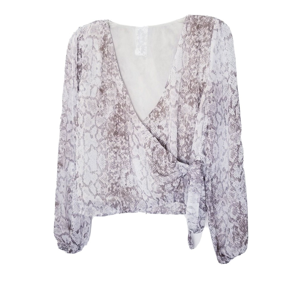 Sadie & Sage Wrap Blouse Women Size Small Tan Cream V Neck